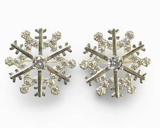 (2) Talbots Sterling Silver Snowflake Brooches
