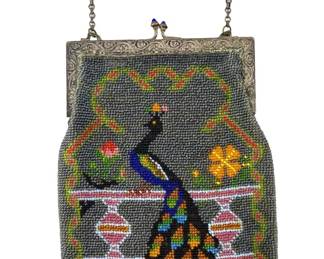 Beaded Peacock Design Handbag
