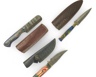 (3) Custom Genuine Damascus Knives W/Sheaths
