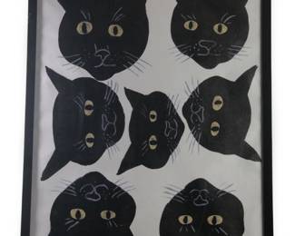 David Shrigley Black Cats Everywhere Serigraph
