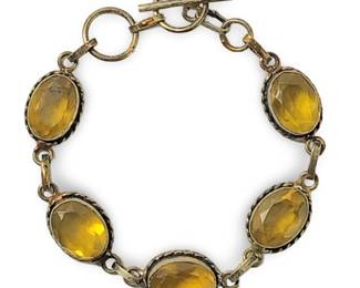 Charming Art Deco Sterling Silver Citrine Bracelet
