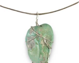 Wire Wrapped Turquoise & Sterling Chain Necklace

