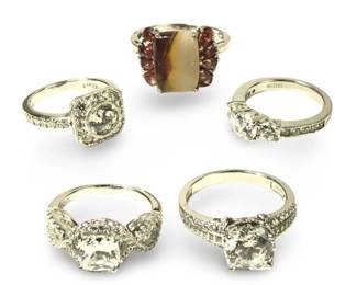(5) Spectacular Sterling Silver CZ Rings
