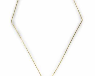 14K Yellow Gold Diamond Emerald Pendant Necklace
