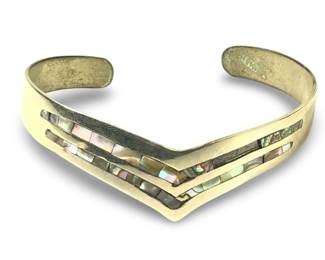Native American Silver Abalone Cuff Bracelet
