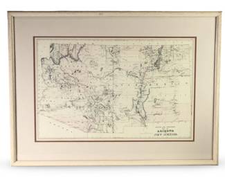 Antique County & Township Arizona New Mexico Map
