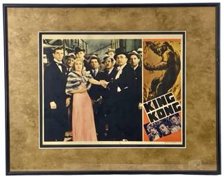 Original Framed King Kong Litho Theater Card
