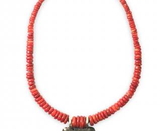 Sterling Graduated Red Coral Bead Necklace
