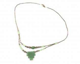 Native American Liquid Silver Jade Necklace
