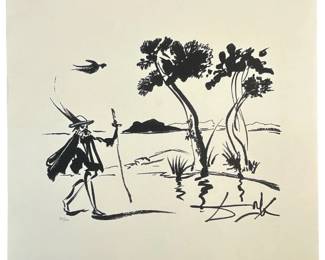 Signed Dali “Chevalier w Walking Stick" Lithograph
