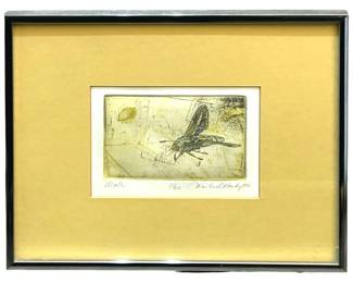 Signed Charles D. Hardy “Moth" Etching
