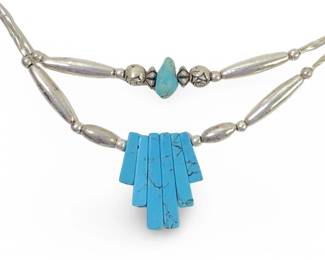 Native American Liquid Silver Turquoise Necklace
