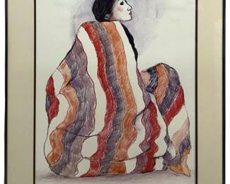 R.C. Gorman “Study for Striped Blanket" Print
