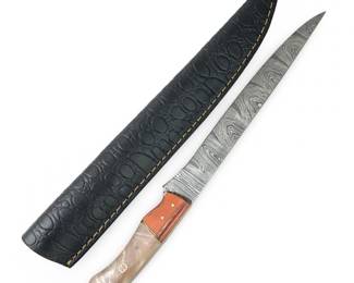Custom Genuine Damascus Fillet Knife W/Sheath
