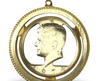 1974 Framed JFK Half Dollar Cut-out Pendant
