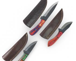 (3) Custom Hand Forged Steel Hunting Knives
