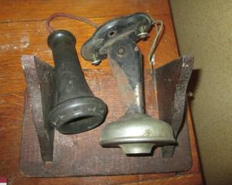 Antique Telephone Brass Bells and Receiver