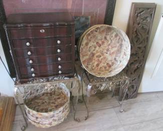 Jewelry Chest, Hat Boxes & Metal Accent Tables