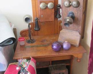 Antique "Pay Telephone" & Desk