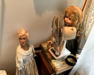 Antique dolls, fan may or may not be for sale depending on the day!