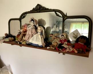 Long antique mirror and more dolls