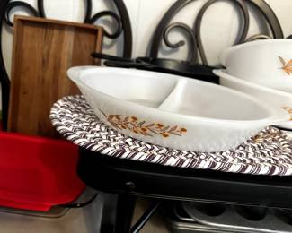 Glasbake Hall Autumn Leaf split casserole dish