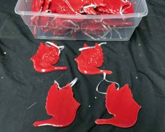 Red Christmas Dove Ceramic Ornaments