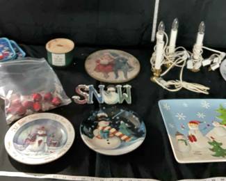 Variety Of Christmas Decor, Dishes Furnishings