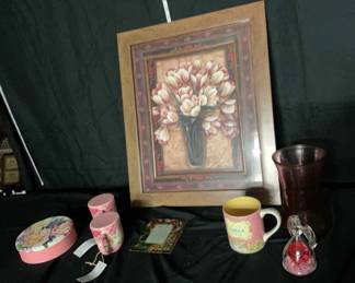 Pink Floral Furnishings A Framed Portrait