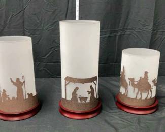 Opaque Hurricane Candle Holder Trio