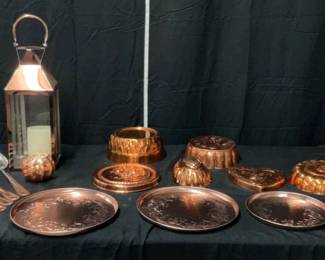 Copper Colored 18 Piece Set of Utensils, Candles Decor