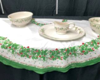 Christmas Dishes Tablecloth