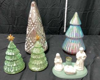 Green Christmas Decor Nativity Set