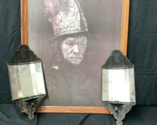 Two Sconces a Framed Canvas Print