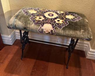 vintage metal sewing bench