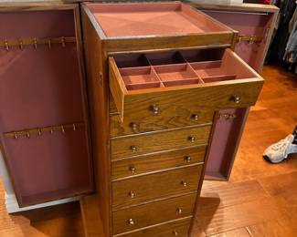 jewelry storage -oak