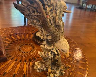 Slockbower eagle and inlaid vintage coffee table.