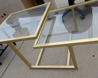 MCM Gold Metal and Glass Coffee Table