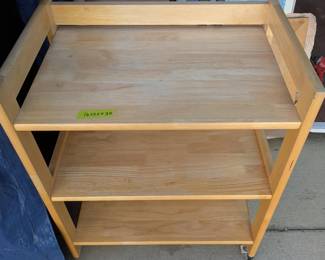 Small Wooden Shelving Unit on Wheels