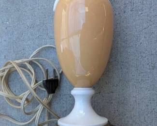 Antique Limoges Lamp - Coral China on Decorative Metal Base