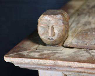 Great carved finial heads or man and woman