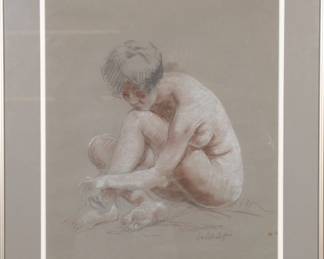 Charcoal/ Pastels on paper nude study