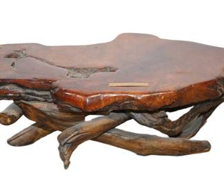 "Old Fitzgerald" burl wood root coffee table