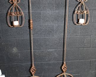 Antique wrought iron candlestick holders