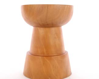 Turned solid wood stool
