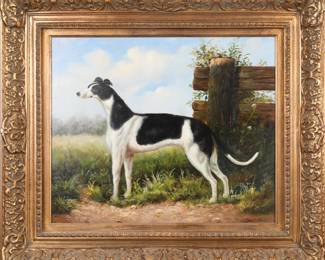 oil/ canvas Greyhound dog painting
