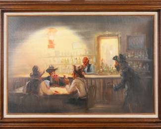 Cowboy Saloon oil/ canvas painting