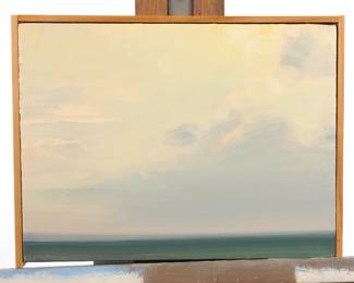 Lisa Grossman oil/ canvas panel linear landscape painting #2