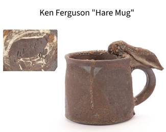 Kenneth Ferguson signed "Hare Mug" studio art pottery