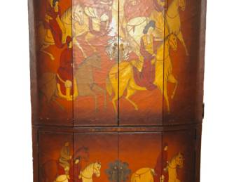 Chinoiserie lacquered and painted cabinet